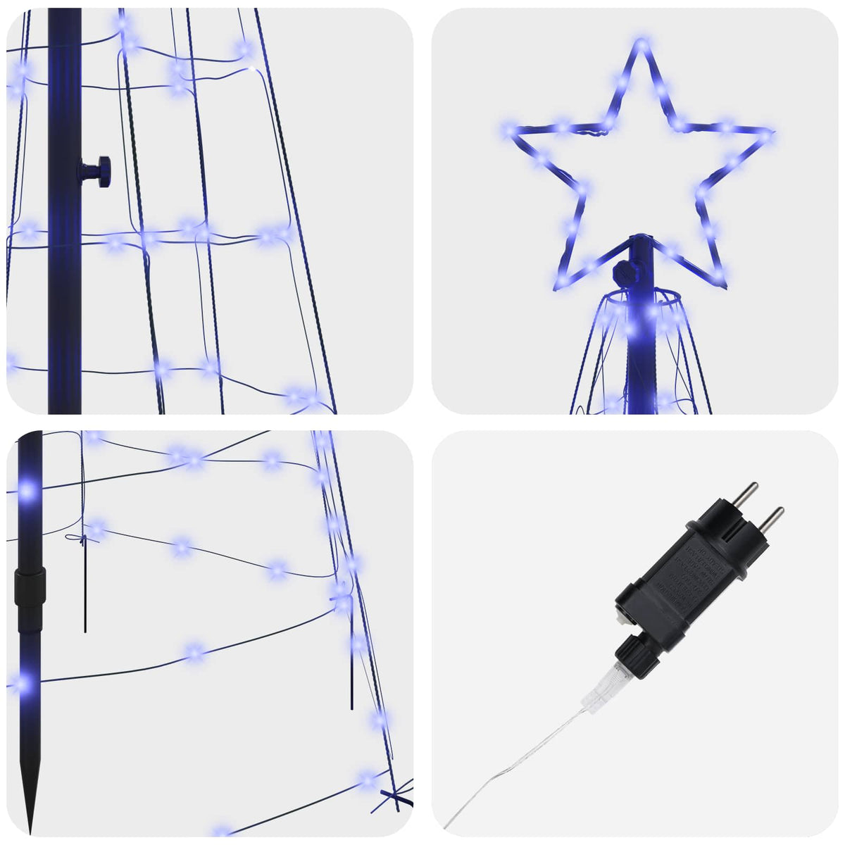 Albero di Natale LED EKENAS 250 cm 390 LED Blu Acciaio Blu