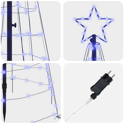 Albero di Natale LED EKENAS 250 cm 390 LED Blu Acciaio Blu
