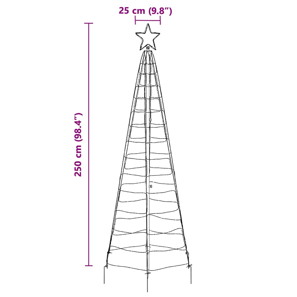 Albero di Natale LED con picchetti per il terreno Blu 250 cm