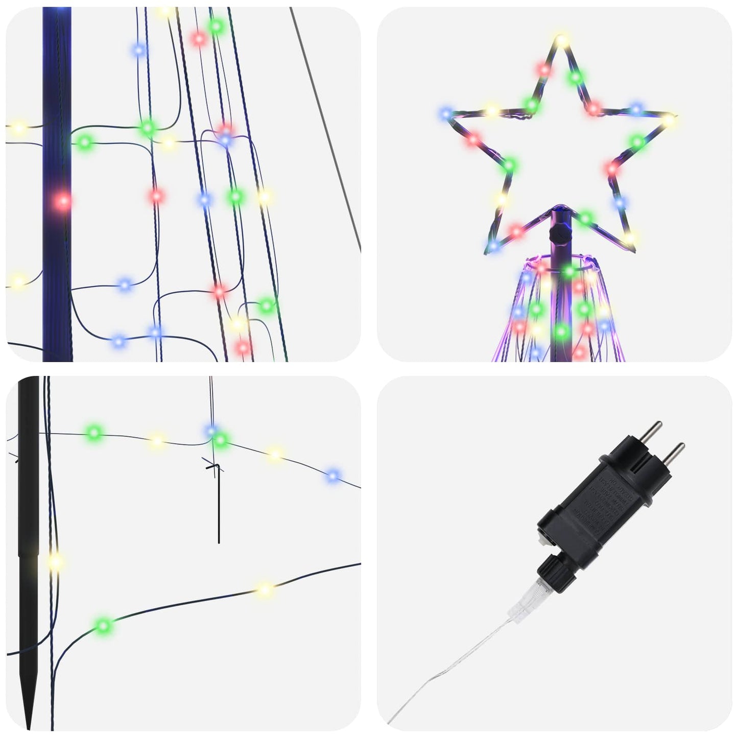 Albero di Natale LED con picchetti per il terreno Multicolore