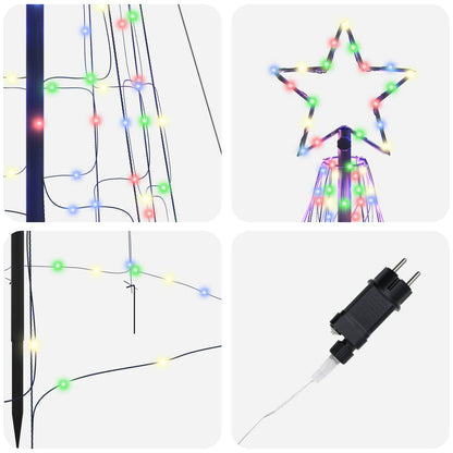 Albero di Natale LED con picchetti per il terreno Multicolore