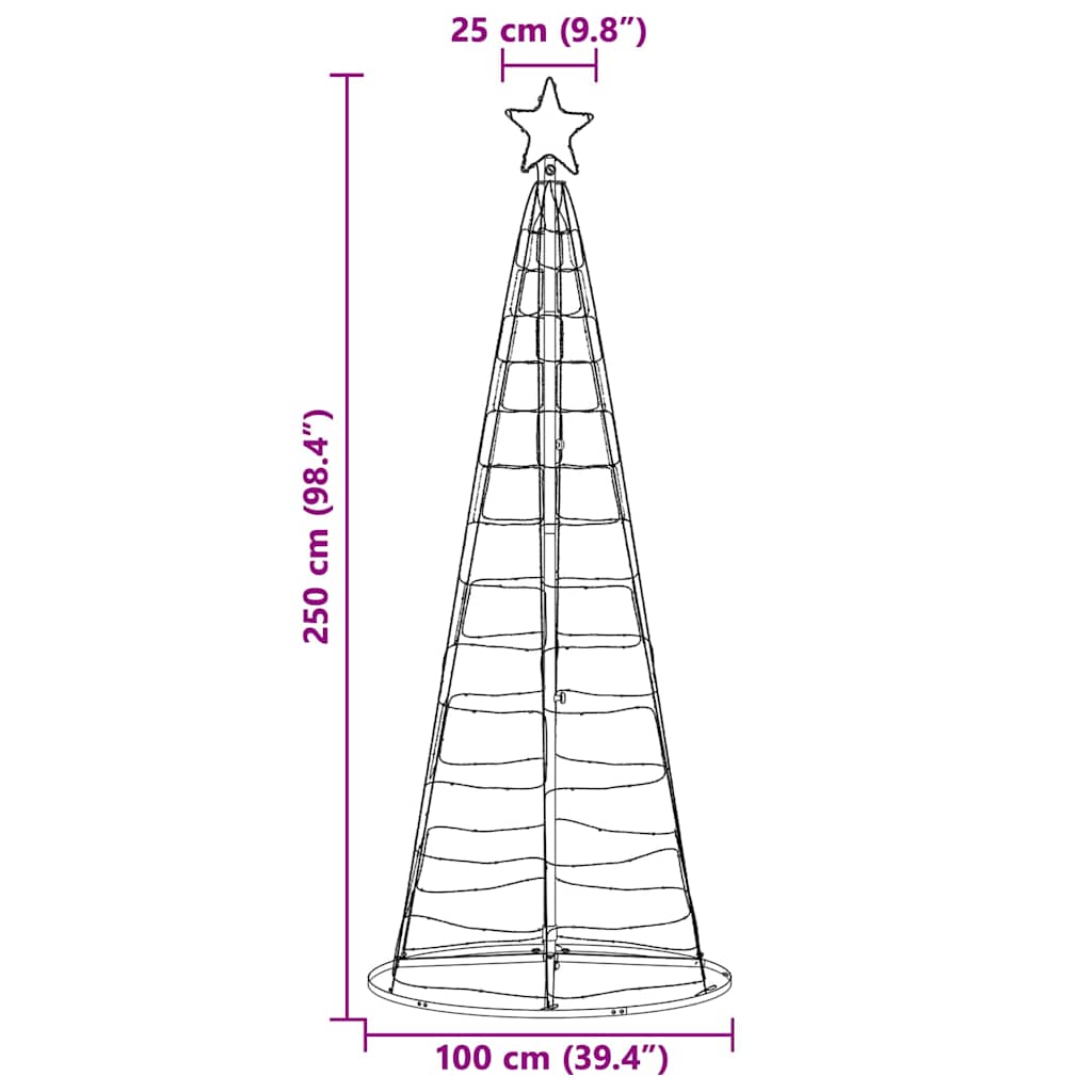 Albero di Natale LED con 390 LED Bianco freddo 250 cm Ferro