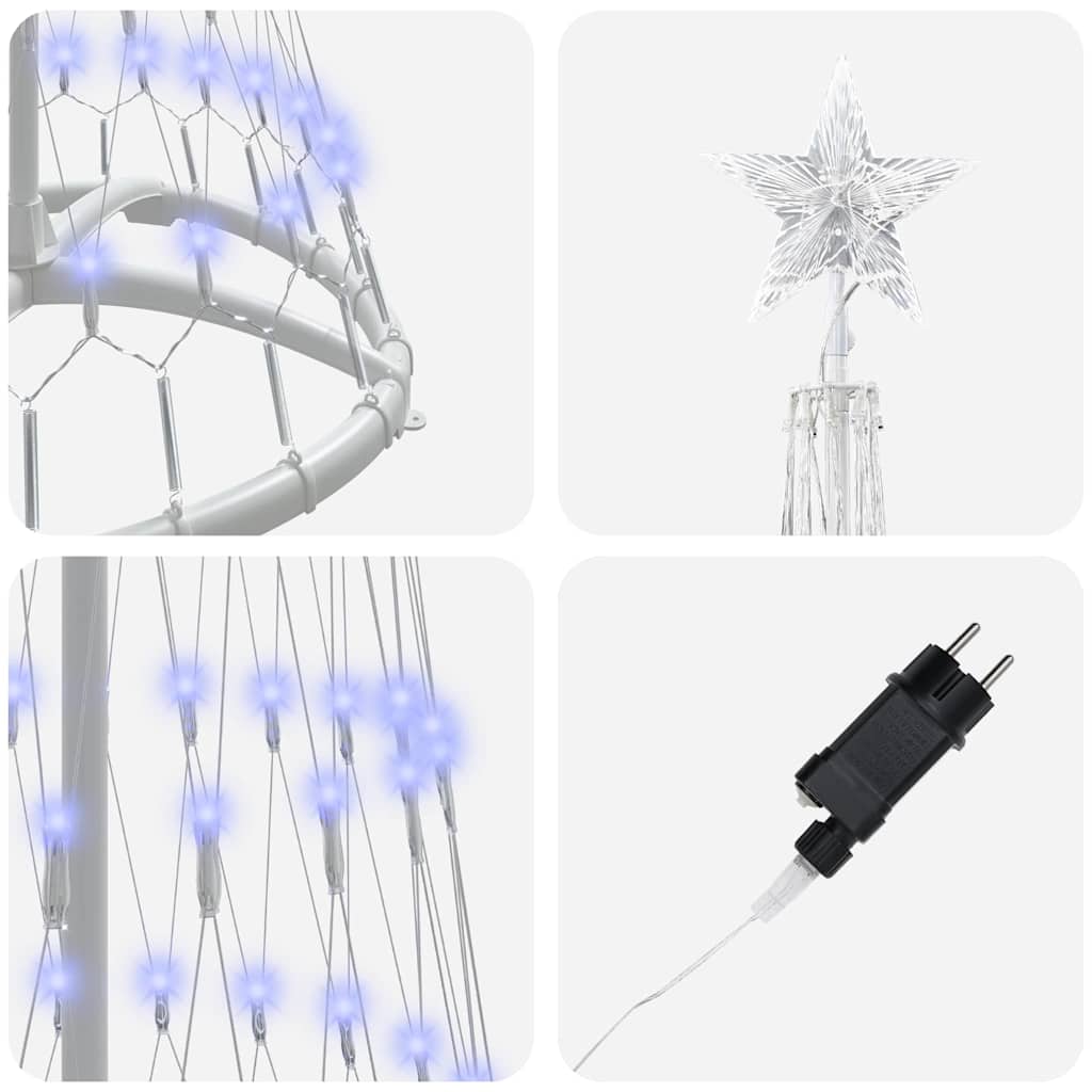 Albero di Natale LED con 230 LED Blu 51 x 51 x 190 cm Metallo