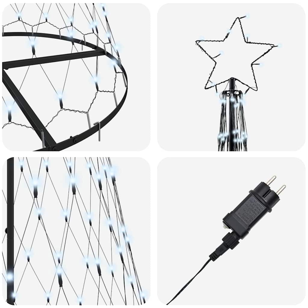 Albero di Natale LED Bianco freddo 100 x 100 x 250 cm Metallo