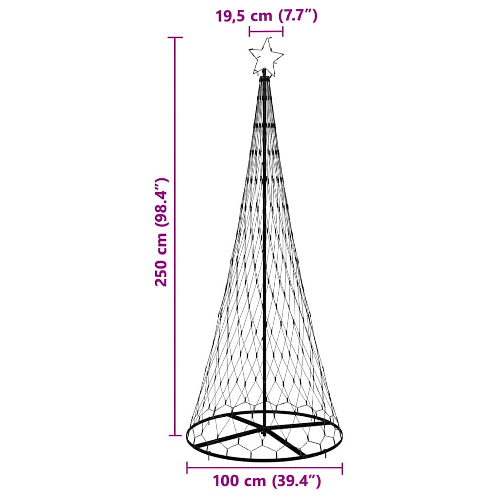 Albero di Natale LED Bianco freddo 100 x 100 x 250 cm Metallo