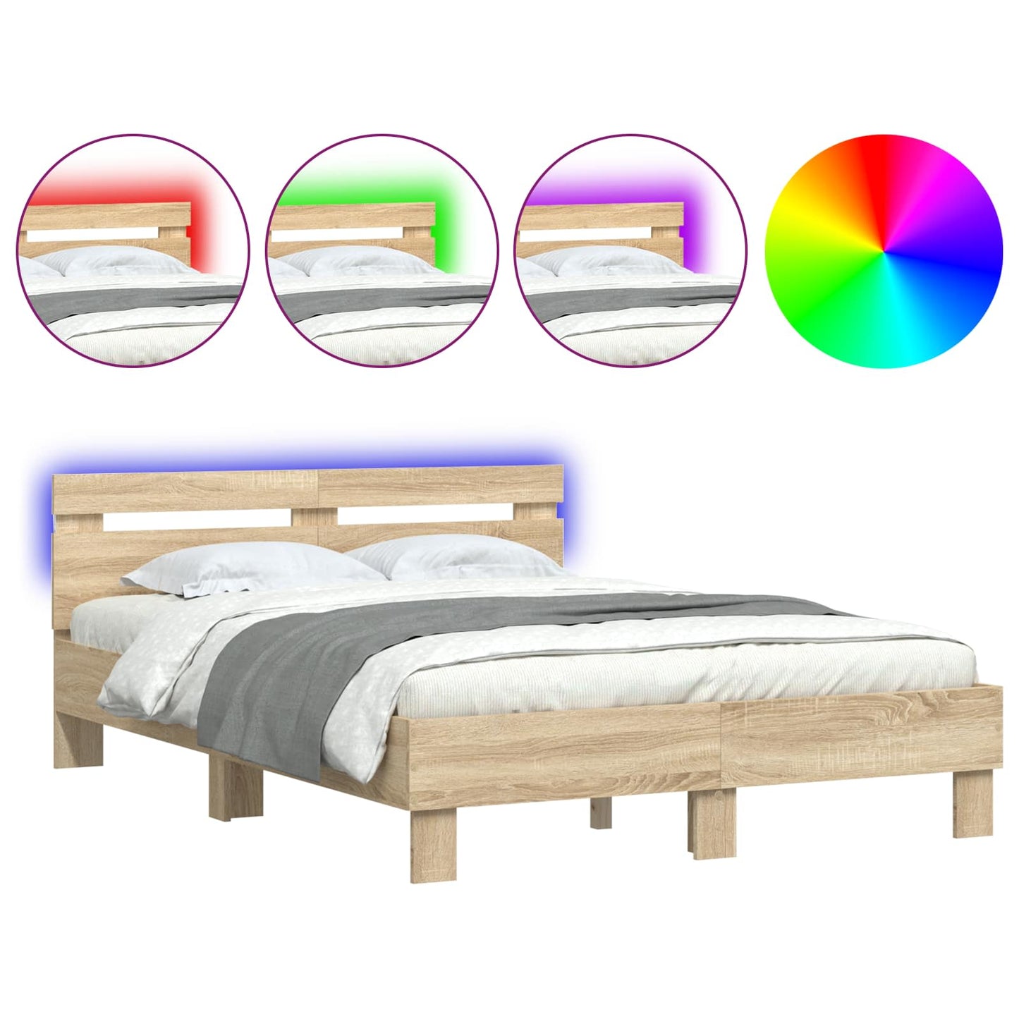 Struttura del letto Sonoma 137 x 190 cm Legno multistrato | homemem39