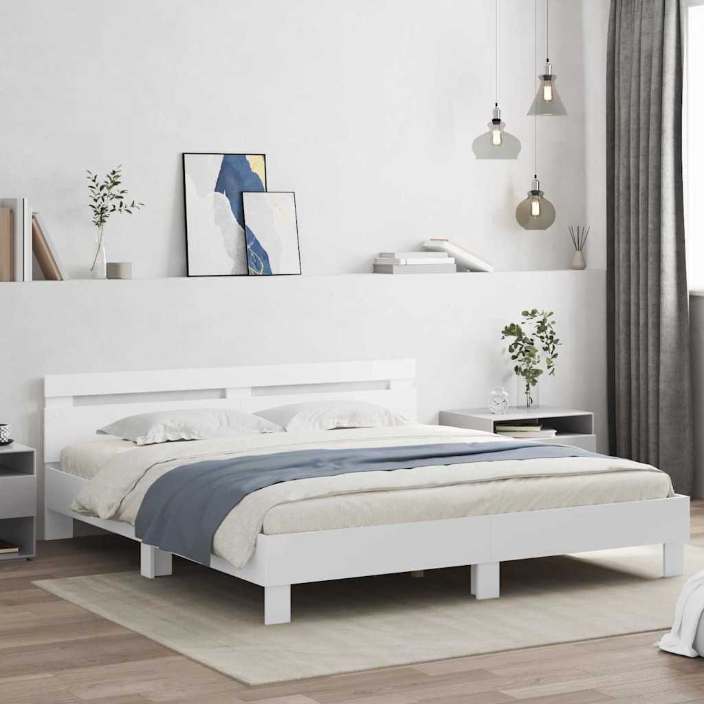 Struttura del letto Bianco 193 x 203 cm Legno multistrato | homemem39