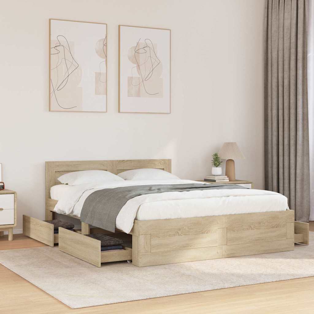 Struttura del letto Sonoma 137 x 188 cm Legno multistrato | homemem39