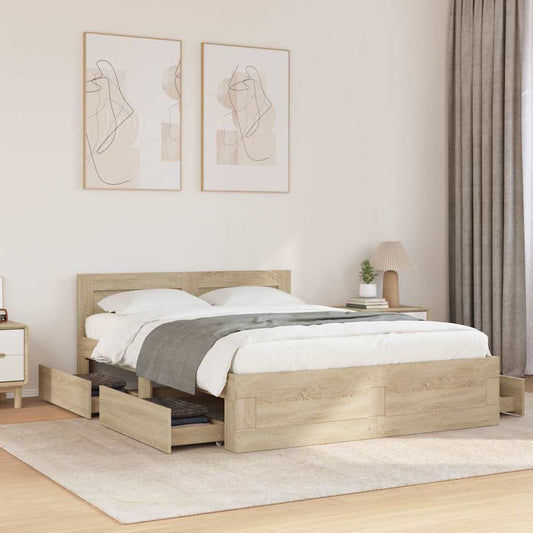 Struttura del letto Sonoma 137 x 188 cm Legno multistrato | homemem39