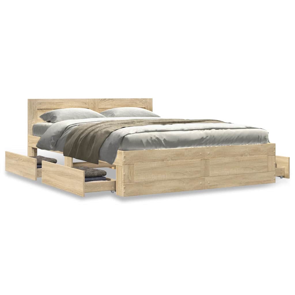 Struttura del letto Sonoma 137 x 188 cm Legno multistrato | homemem39