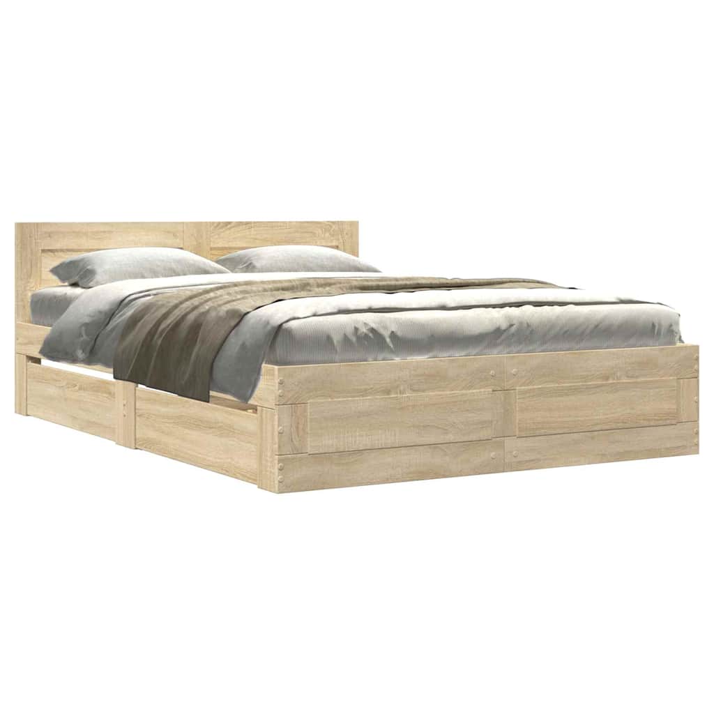 Struttura del letto Sonoma 137 x 188 cm Legno multistrato | homemem39