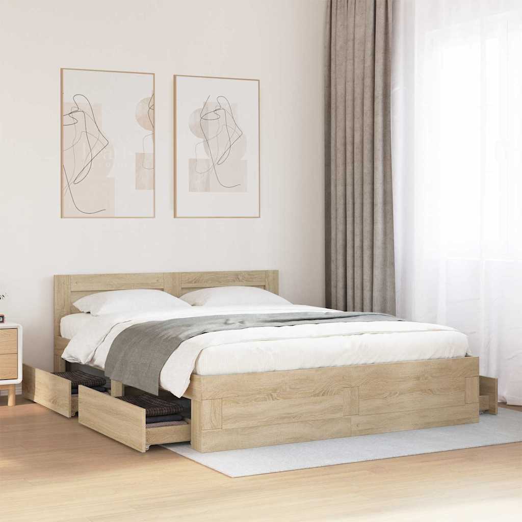 Struttura del letto 2 pcs Sonoma 153 x 203 cm Legno multistrato | homemem39