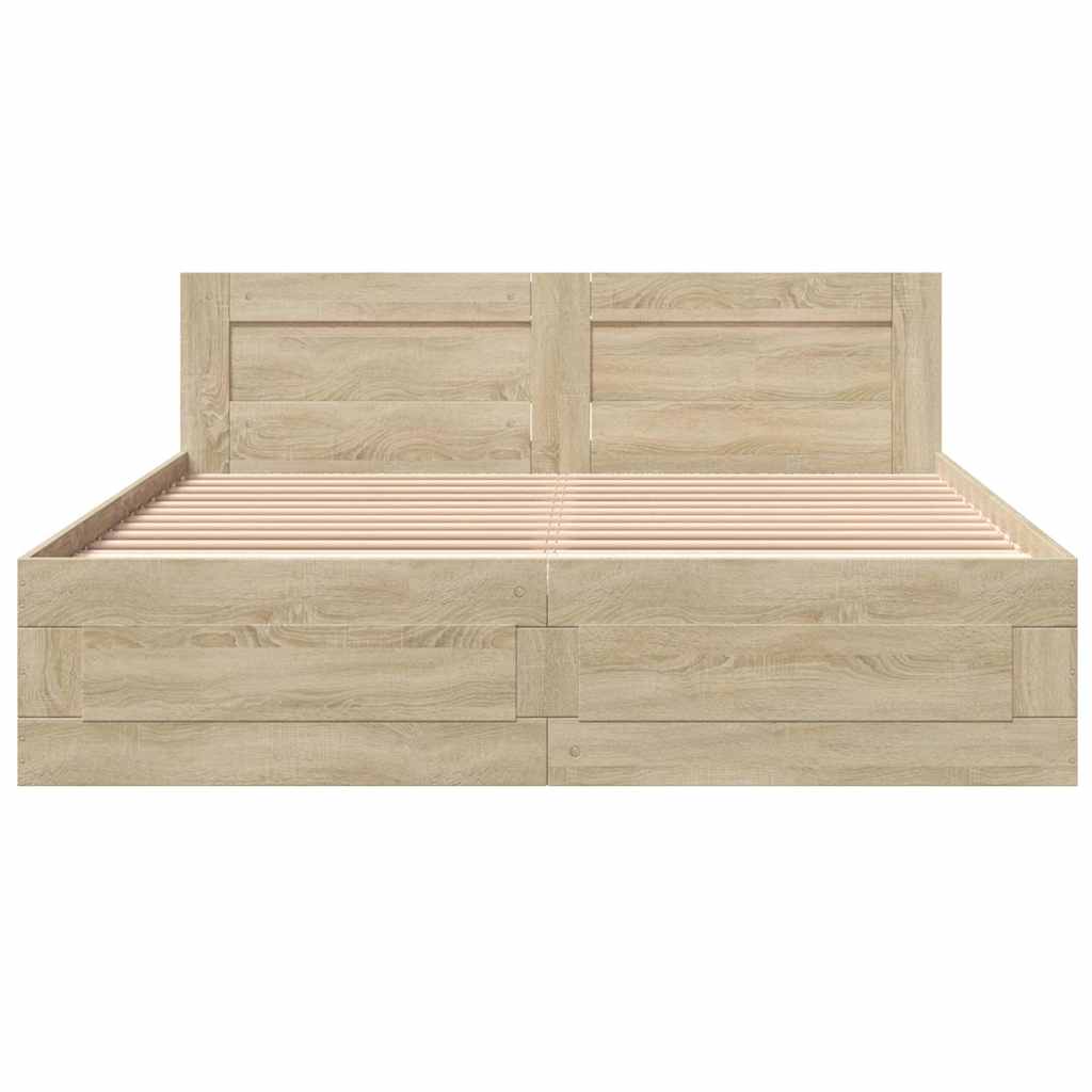 Struttura del letto 2 pcs Sonoma 153 x 203 cm Legno multistrato | homemem39