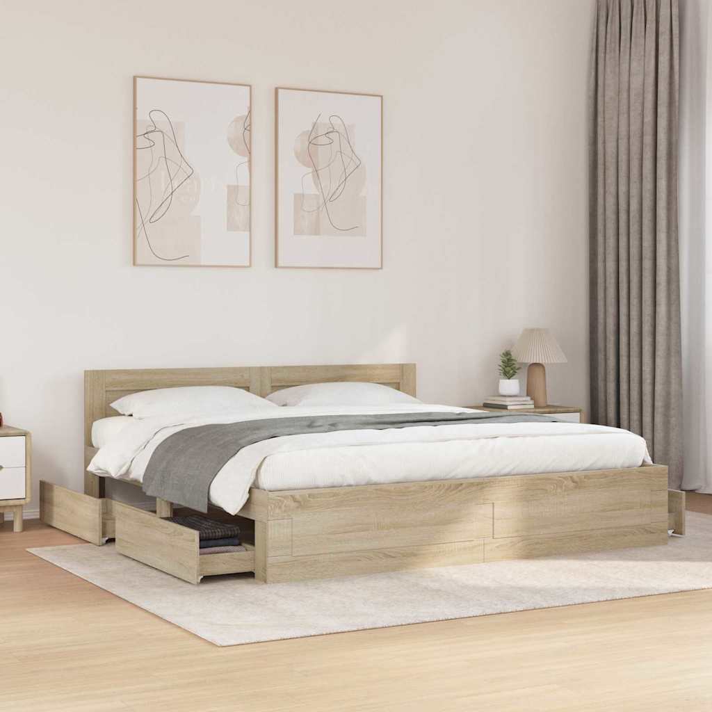 Struttura del letto Sonoma 193 x 203 cm Legno multistrato | homemem39