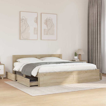 Struttura del letto Sonoma 193 x 203 cm Legno multistrato | homemem39