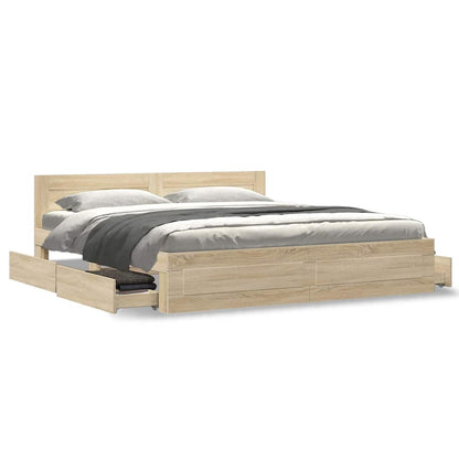 Struttura del letto Sonoma 193 x 203 cm Legno multistrato | homemem39