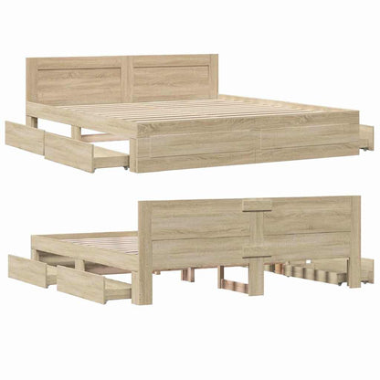 Struttura del letto Sonoma 193 x 203 cm Legno multistrato | homemem39