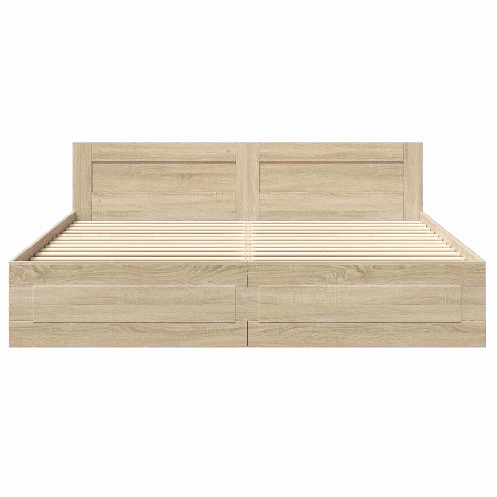 Struttura del letto Sonoma 193 x 203 cm Legno multistrato | homemem39