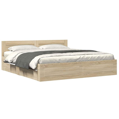 Struttura del letto Sonoma 193 x 203 cm Legno multistrato | homemem39