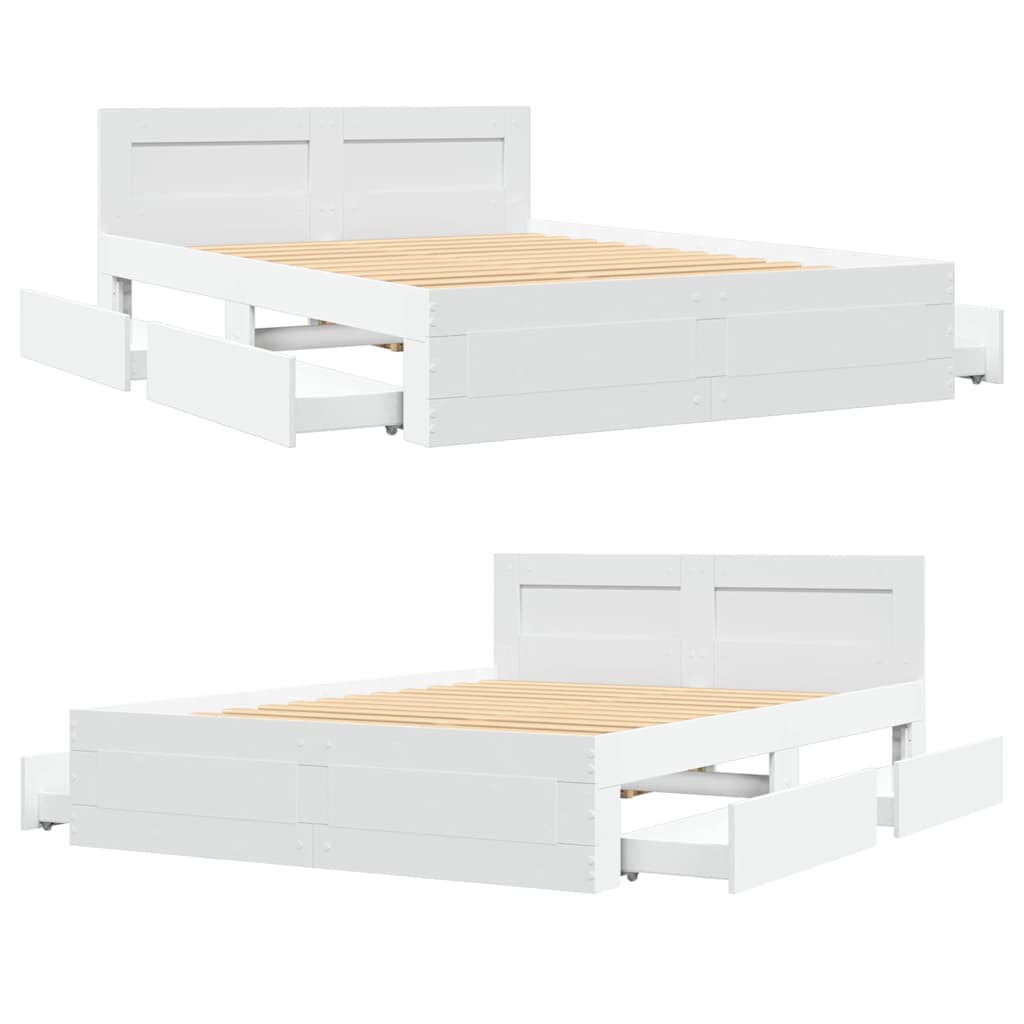 Struttura del letto Bianco 137 x 188 cm Legno multistrato | homemem39
