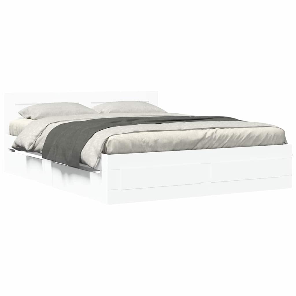 Struttura del letto Bianco 150 x 200 cm Legno multistrato | homemem39
