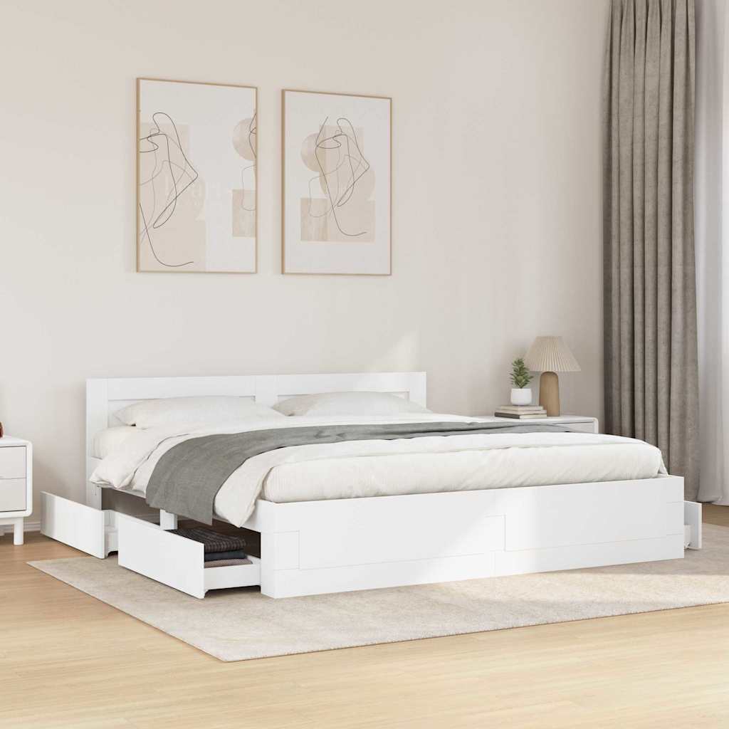 Struttura del letto Bianco 193 x 203 cm Legno multistrato | homemem39
