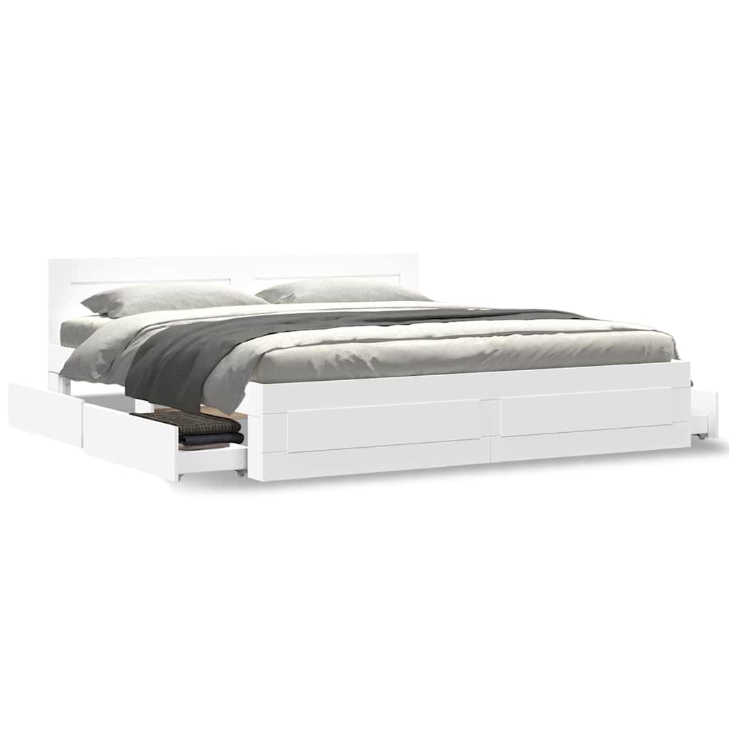 Struttura del letto Bianco 193 x 203 cm Legno multistrato | homemem39