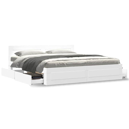 Struttura del letto Bianco 193 x 203 cm Legno multistrato | homemem39