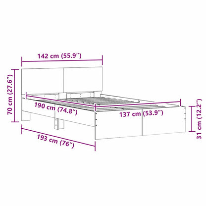 Struttura del letto Bianco 137 x 190 cm Legno multistrato | homemem39