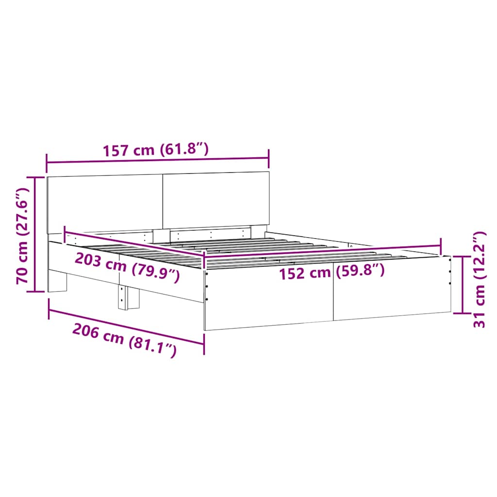 Struttura del letto Bianco 152 x 203 cm Legno multistrato | homemem39