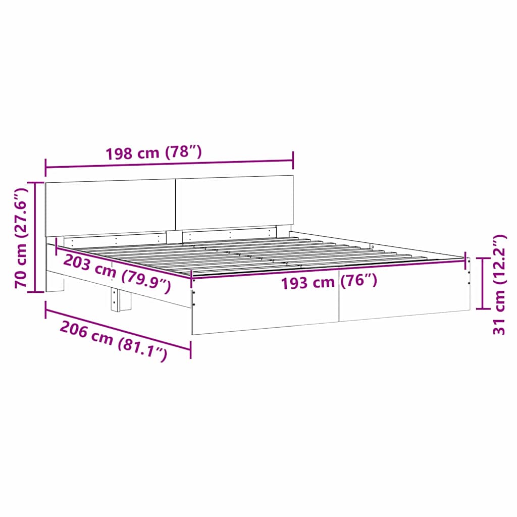 Struttura del letto Bianco 193 x 203 cm Legno multistrato | homemem39