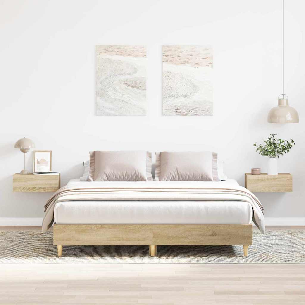 Struttura del letto Sonoma 152 x 203 cm Legno multistrato | homemem39