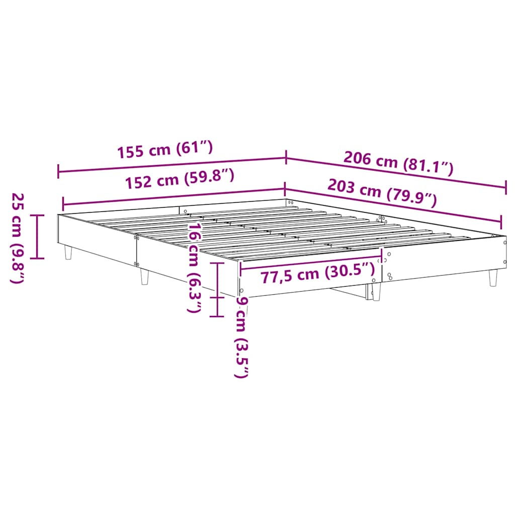 Struttura del letto 2 pcs Bianco 152 x 203 cm Legno multistrato | homemem39