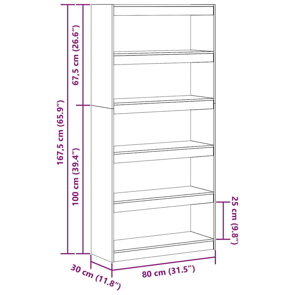 Armadio per Libri Marrone cerato 80 x 30 x 167,5 cm | homemem39