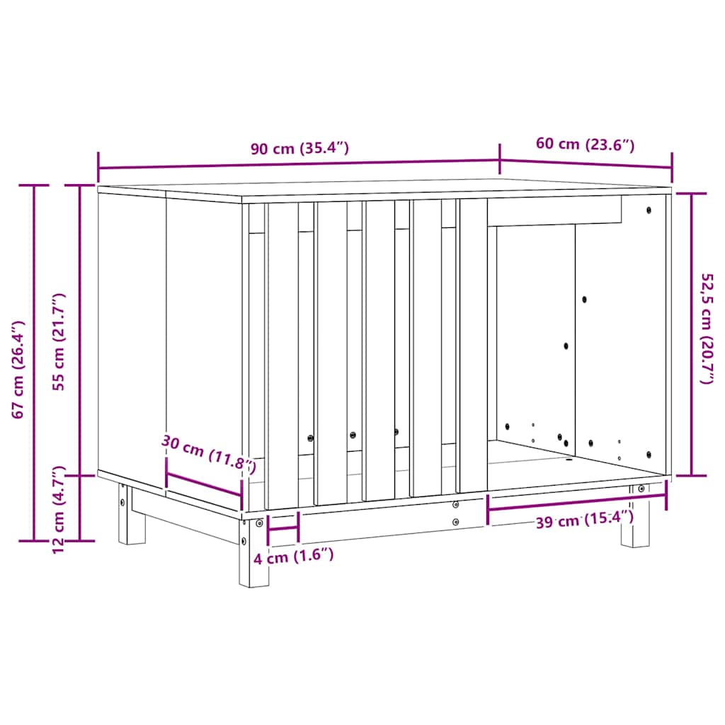 Cuccia per cani Marrone cerato 90 x 60 x 67 cm Pino massello | homemem39