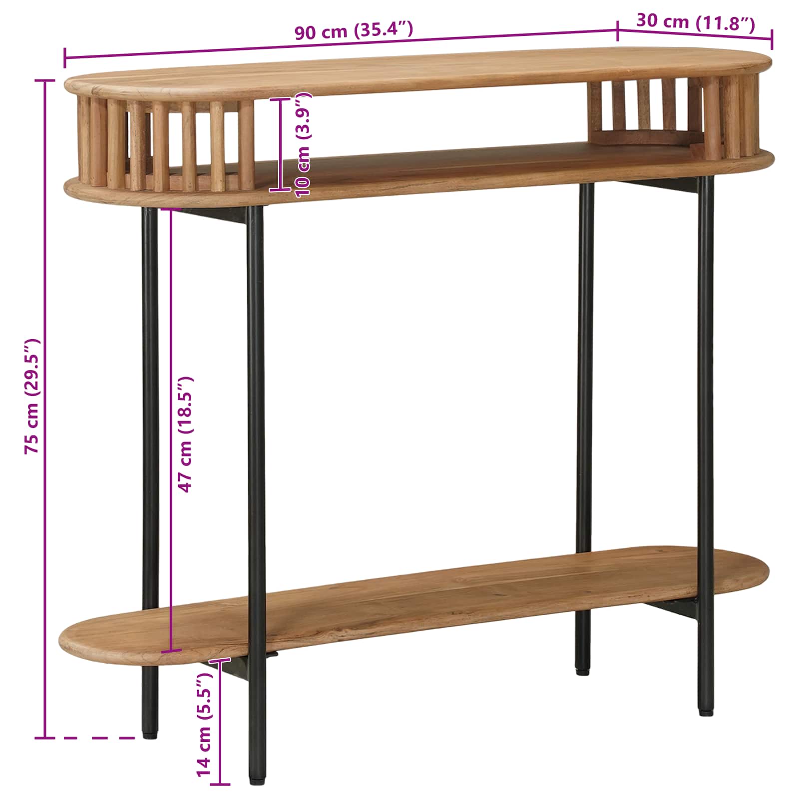 Tavolino fatto a mano Marrone Teak 90 x 30 x 75 cm | homemem39