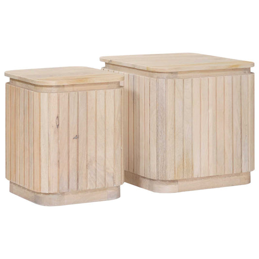 Set di Tavolini Fatti a Mano 2 pz Bianco 45 x 45 x 45 cm - homemem39