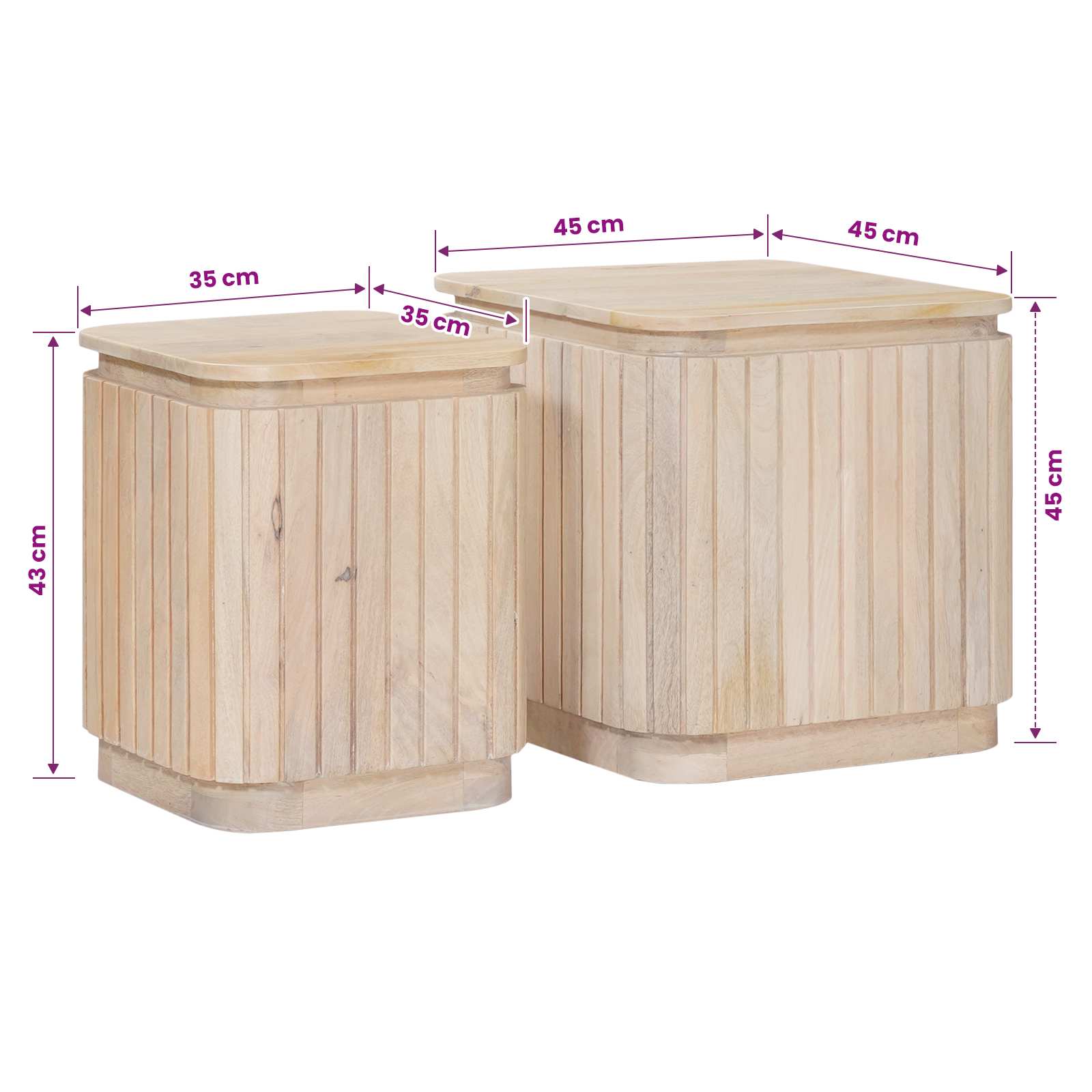 Set di Tavolini Fatti a Mano 2 pcs Bianco 45 x 45 x 45 cm | homemem39