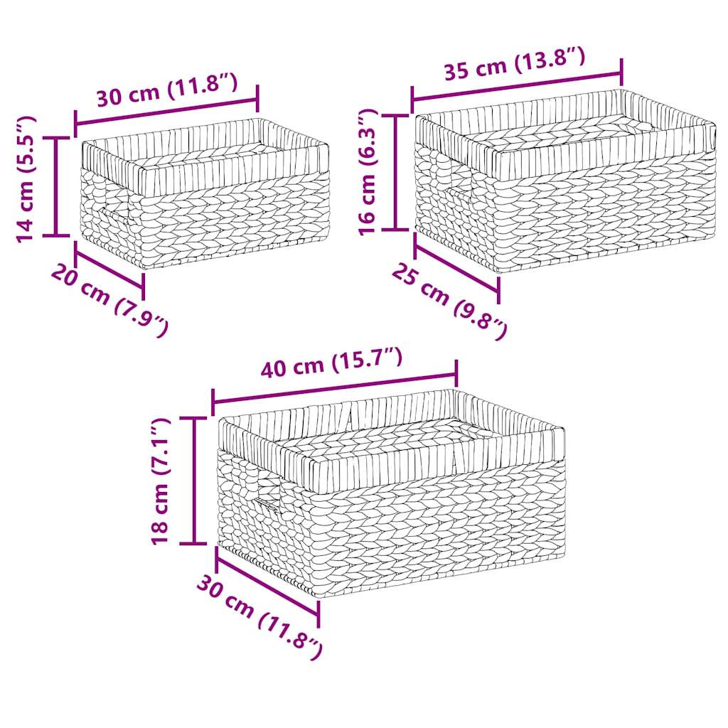Cesti per Stoccaggio 3 pcs Naturale Giacinto d'acqua | homemem39