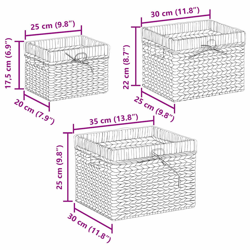 Cesti per Stoccaggio 3 pcs Naturale Giacinto d'acqua | homemem39