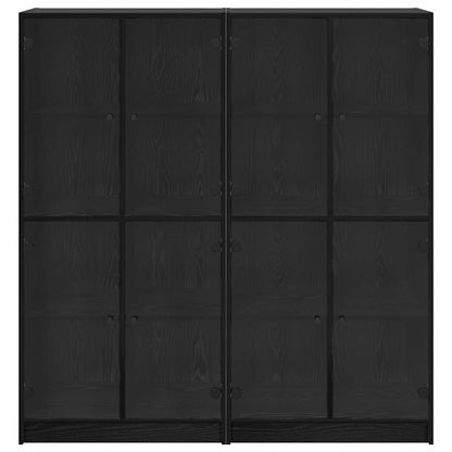 Credenza 2 pcs Rovere Nero 68 x 37 x 142 cm Legno multistrato