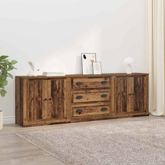Sideboards con cassetto 3 pcs Rovere Nero 70 x 35,5 x 67,5 cm