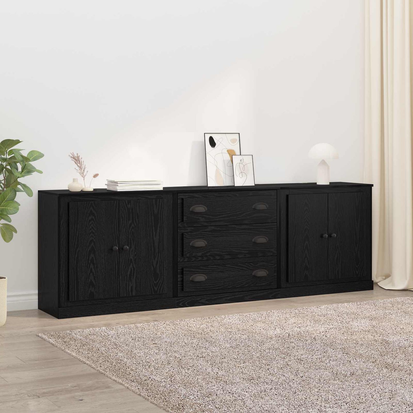 Sideboards con cassetto 3 pcs Rovere Nero 210 x 35,5 x 67,5 cm | homemem39