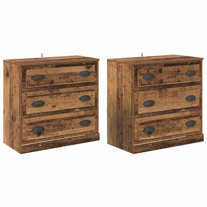 Sideboards con cassetto 2 pcs Legno vecchio 70 x 35,5 x 67,5 cm