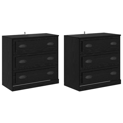 Sideboards con cassetto 2 pcs Rovere Nero 70 x 35,5 x 67,5 cm
