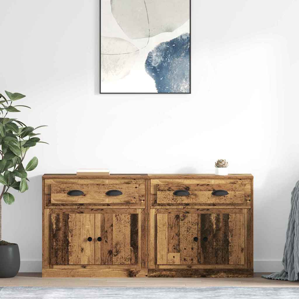 Sideboards con cassetto 2 pcs Legno vecchio 70 x 35,5 x 67,5 cm