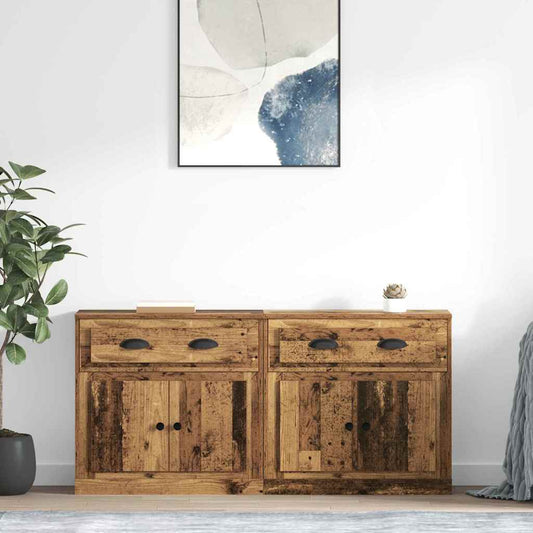 Sideboards con cassetto 2 pcs Legno vecchio 70 x 35,5 x 67,5 cm