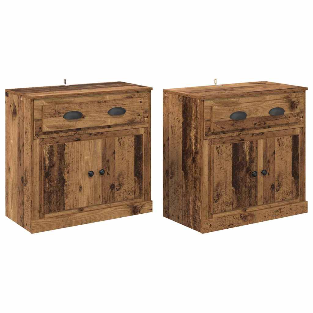 Sideboards con cassetto 2 pcs Legno vecchio 70 x 35,5 x 67,5 cm