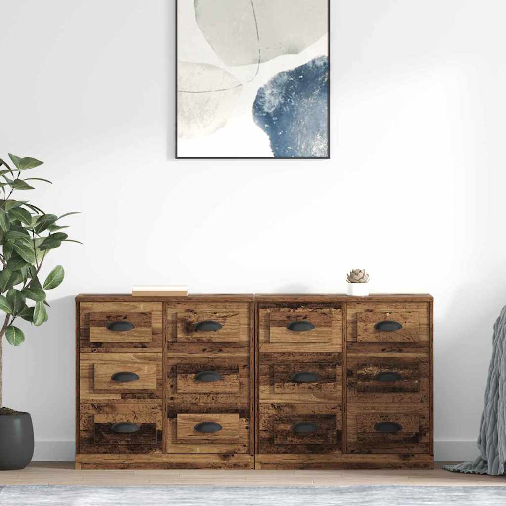 Sideboards con cassetto 2 pcs Legno vecchio 70 x 35,5 x 67,5 cm