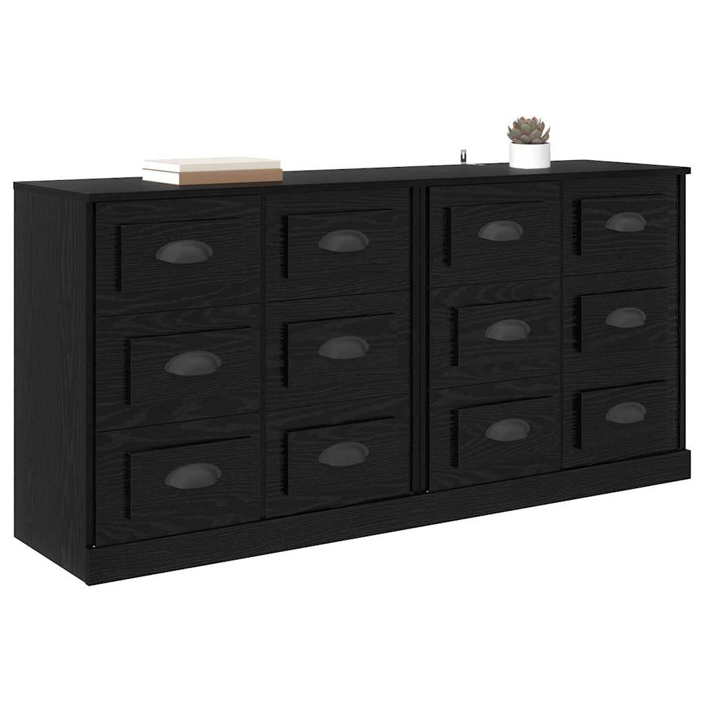 Sideboards con cassetto 2 pcs Rovere Nero 70 x 35,5 x 67,5 cm